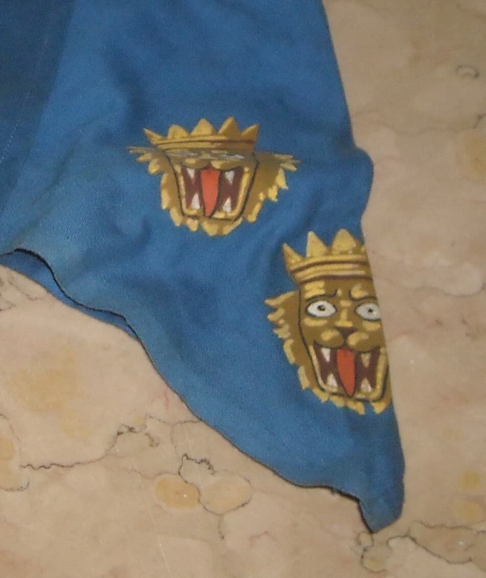 Militaria: Araldica E Stemma Figurato Con Teste Leonine   Tessuto Dipinto