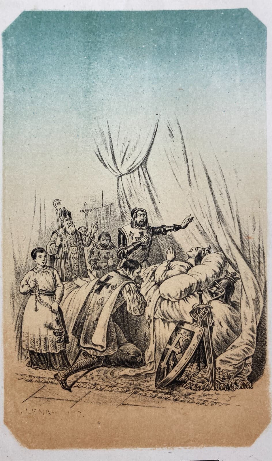 Morte Di S. Luigi: Araldica E Antica Litografia A Colori