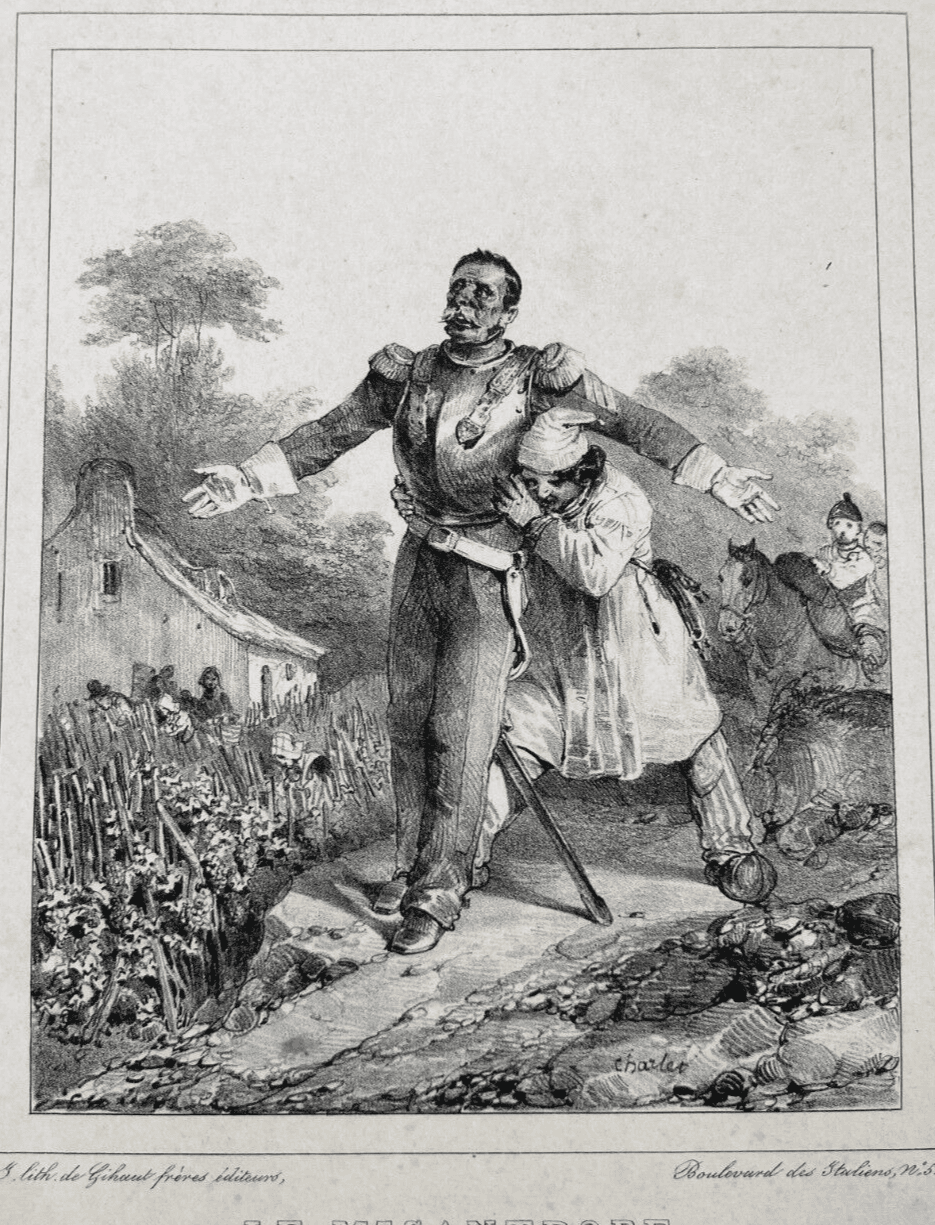 Misantropia   Misantropo   Antica Litografia   Artista Charlet   Gihaut