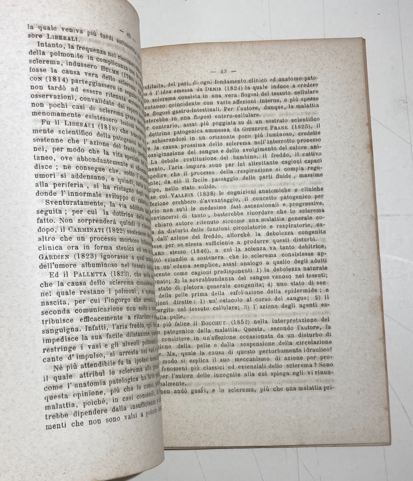 Medicina, Pediatria E Dermatologia: Lo Sclerema Dei Neonati. Antica Edizione Di G. Somma, Napoli 1892.