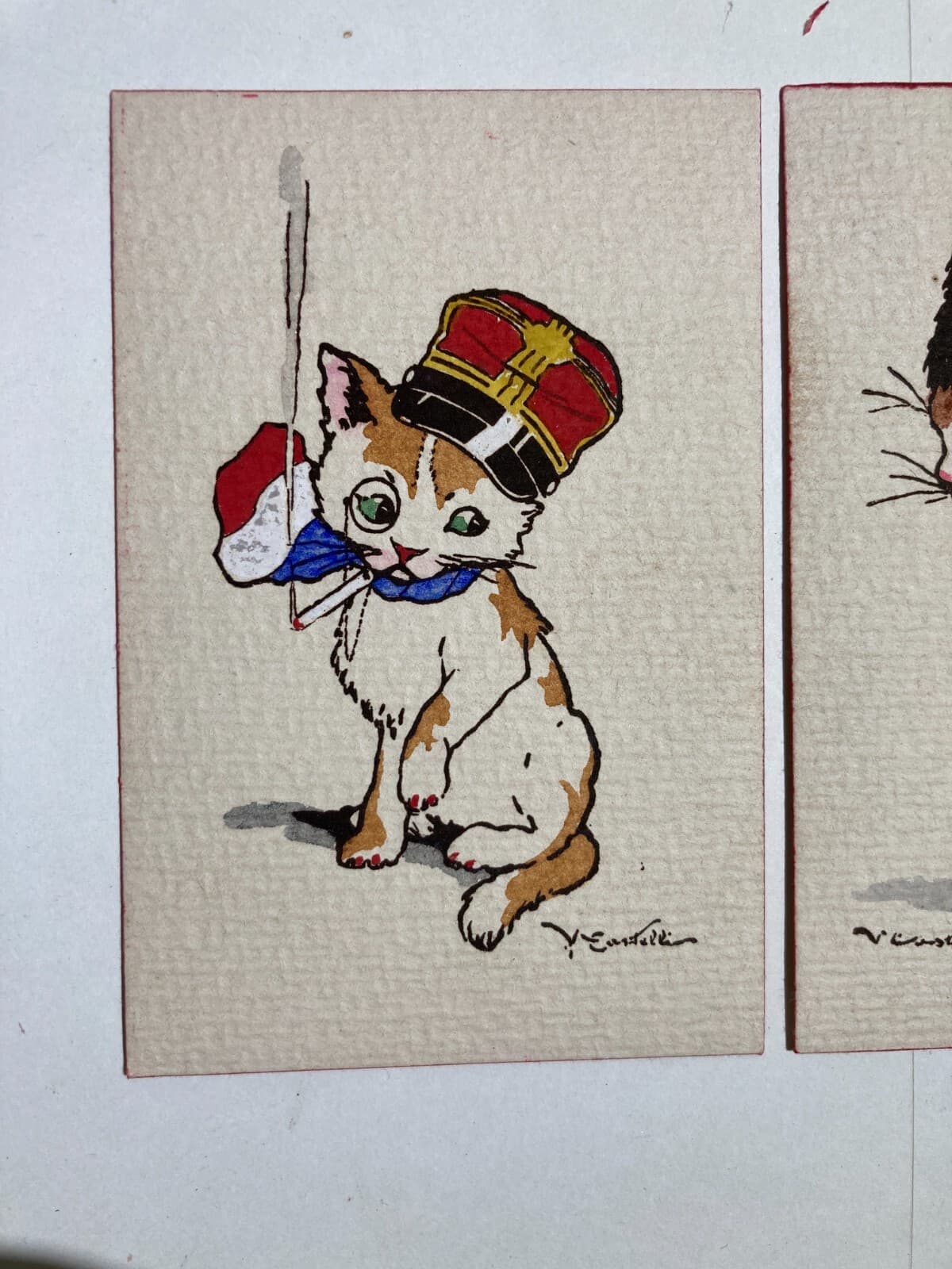 Quattro Cartoline Umoristiche Con Illustrazioni Di Gatti, Castelli