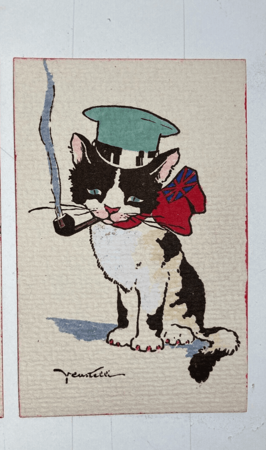 Quattro Cartoline Umoristiche Con Illustrazioni Di Gatti, Castelli