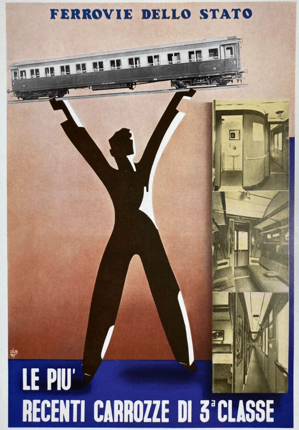 Ferrovie Dello Stato: Illustrazione Pubblicitaria d'Epoca   Assicurazioni Sicurtà