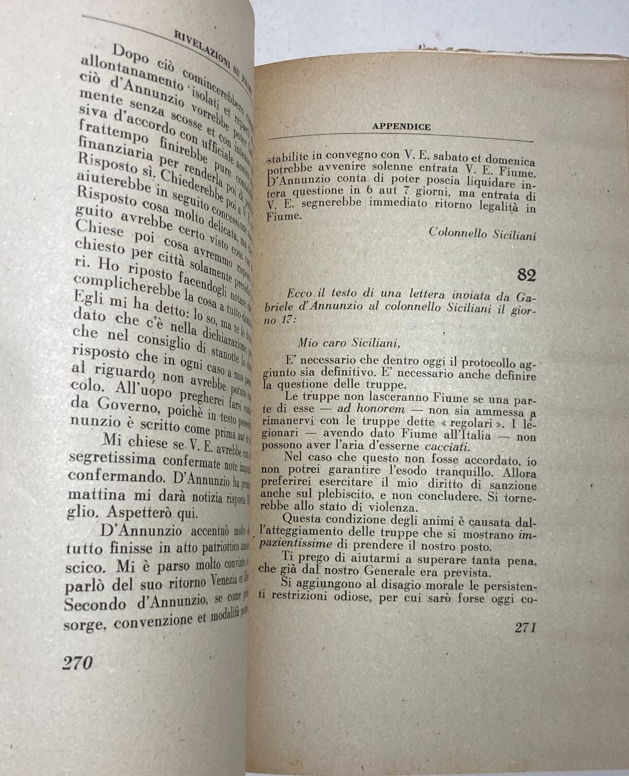 Pietro Badoglio, Rivelazioni Su Fiume   1946