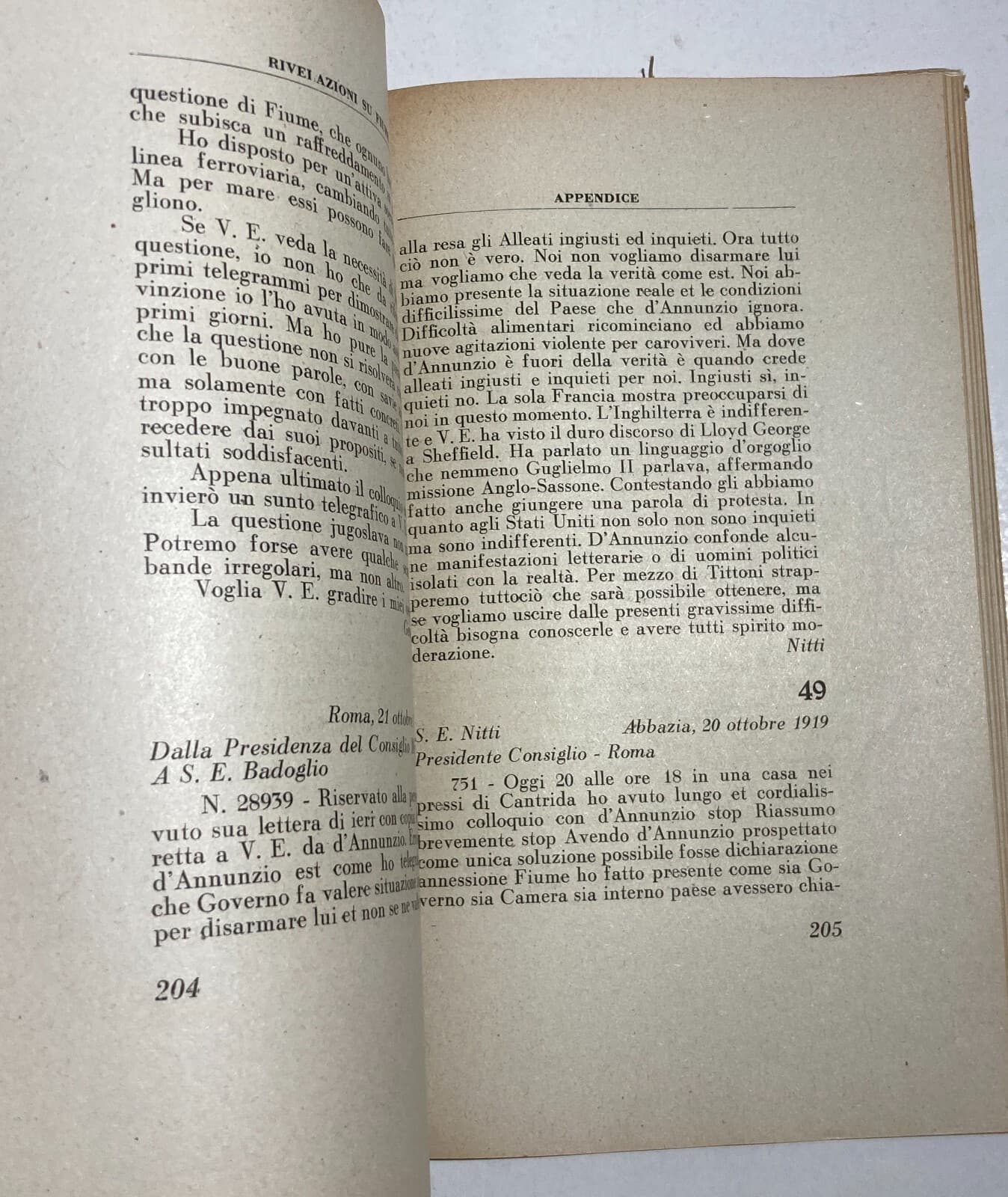 Pietro Badoglio, Rivelazioni Su Fiume   1946