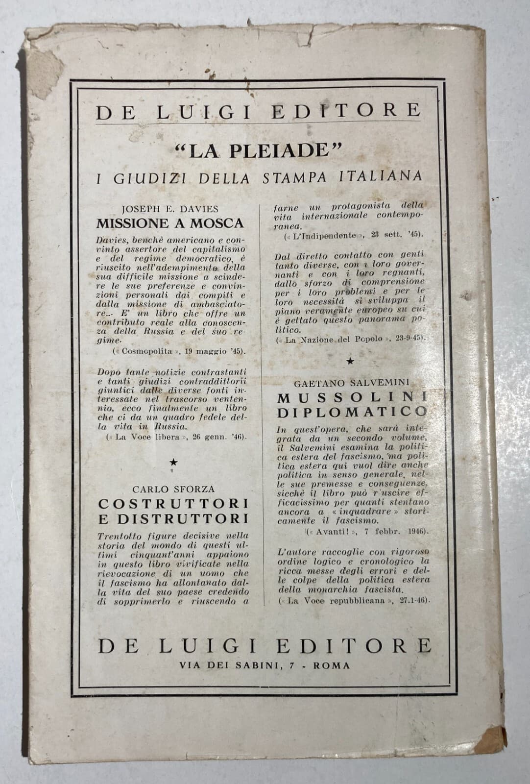 Pietro Badoglio, Rivelazioni Su Fiume   1946