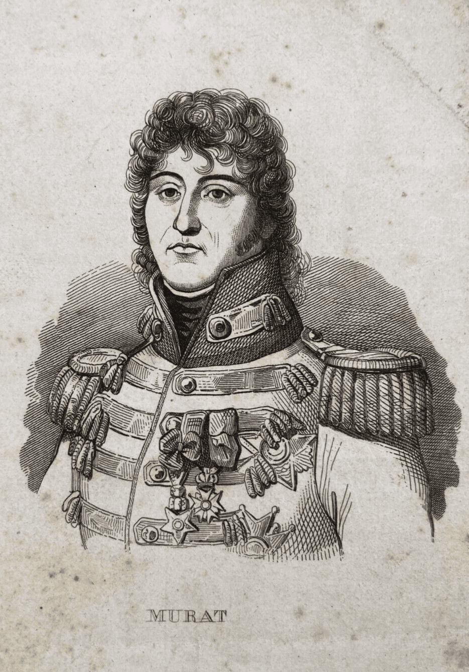 Arte, Incisione Dell'800, Ritratto Di Murat, Napoleonica, Militaria, Araldica, Napoli