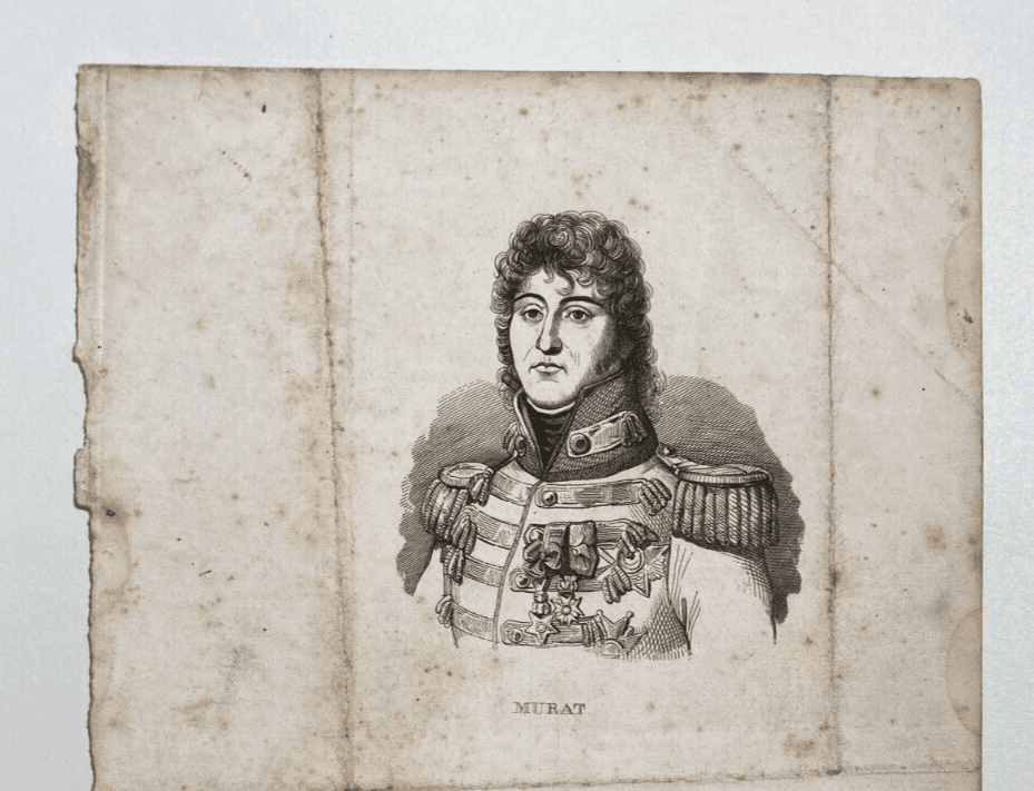 Arte, Incisione Dell'800, Ritratto Di Murat, Napoleonica, Militaria, Araldica, Napoli