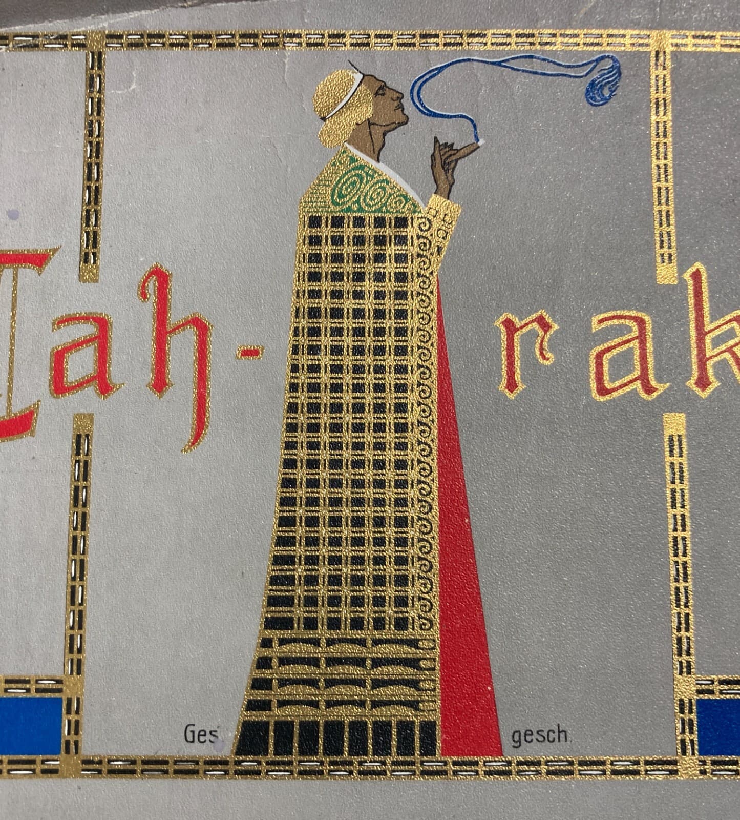 Antica Stampa Cromolitografata A Colori Con Dorature   Fumatore, Tabacco