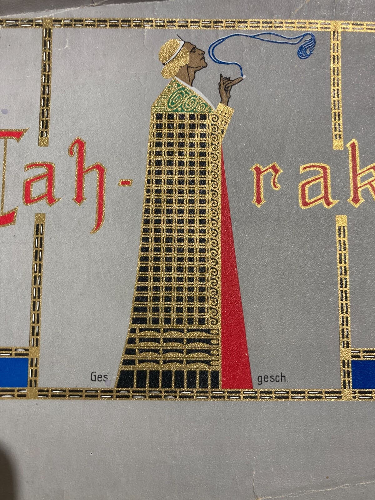 Antica Stampa Cromolitografata A Colori Con Dorature   Fumatore, Tabacco