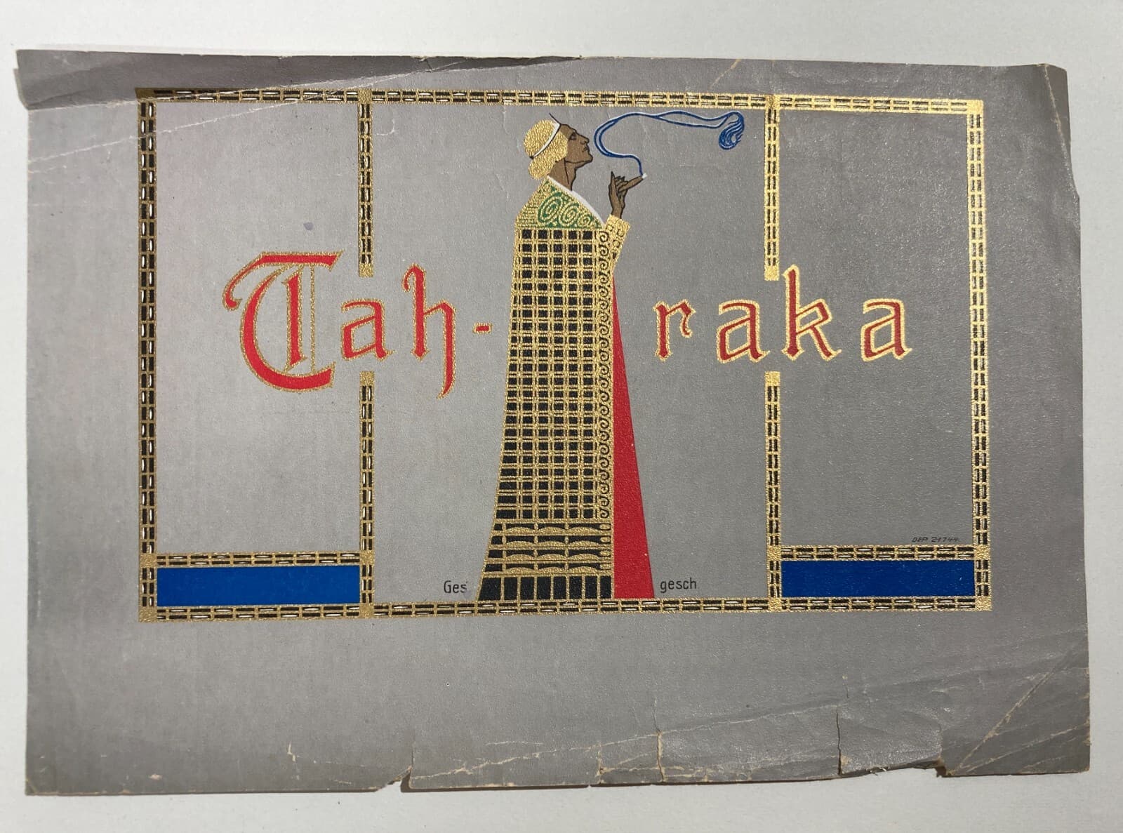 Antica Stampa Cromolitografata A Colori Con Dorature   Fumatore, Tabacco