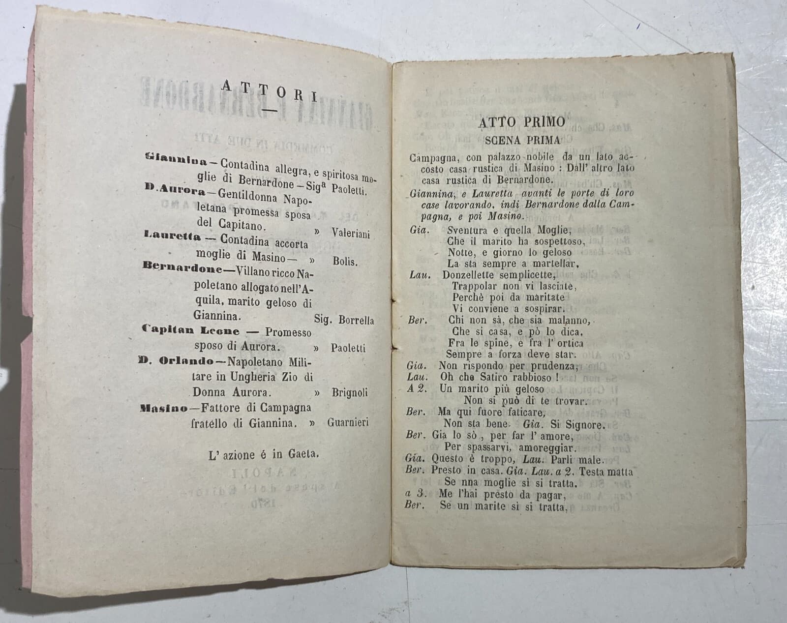 Giannina E Bernardone, Commedia In Due Atti. Musica Di Domenico Cimarosa. Napoli, 1870