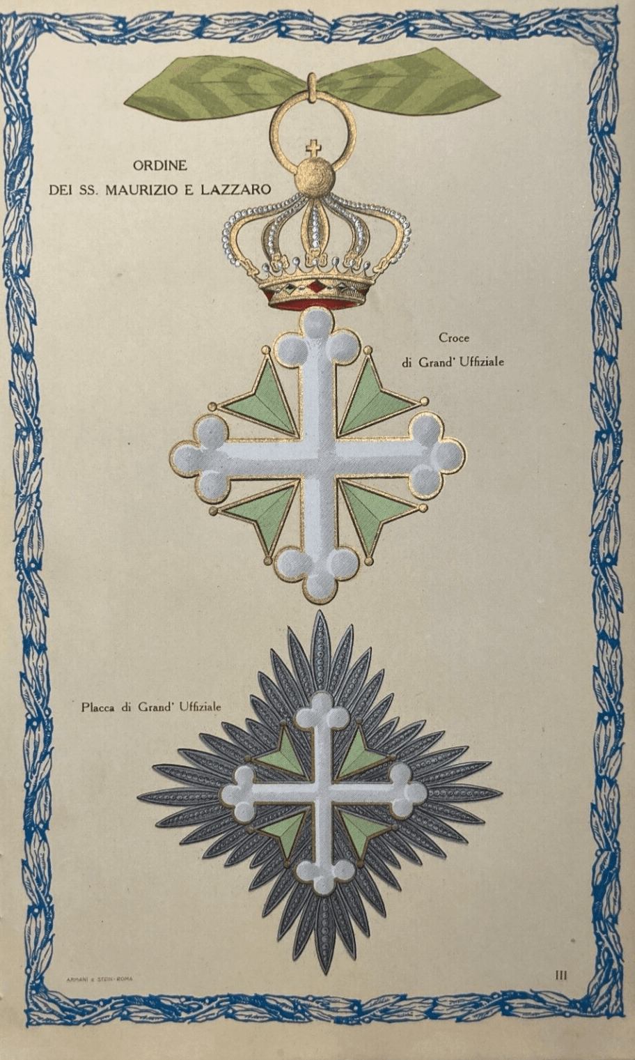 Araldica: Insegne Cavalleresche Dell'Ordine Dei SS. Maurizio E Lazzaro   Croce E Placca