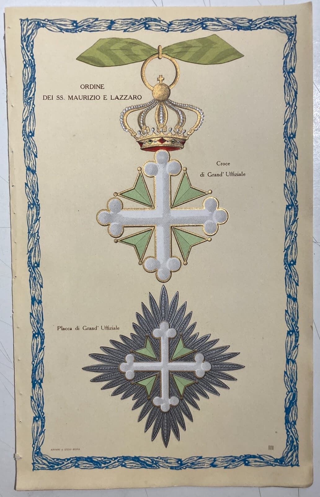 Araldica: Insegne Cavalleresche Dell'Ordine Dei SS. Maurizio E Lazzaro   Croce E Placca