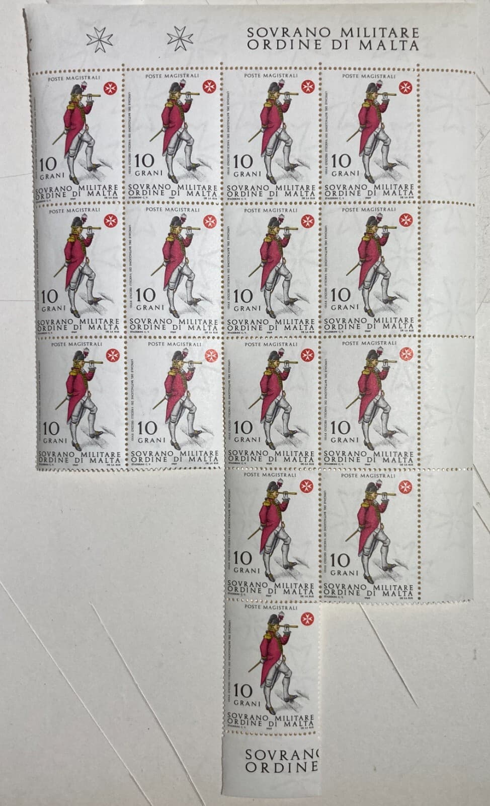 Militaria, Araldica, Ordine Di Malta, Francobolli: 5 Fogli d'Epoca