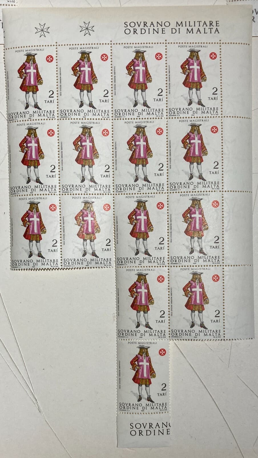 Militaria, Araldica, Ordine Di Malta, Francobolli: 5 Fogli d'Epoca