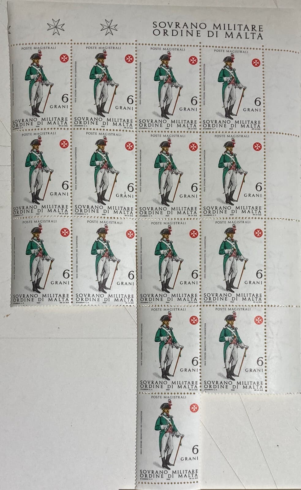 Militaria, Araldica, Ordine Di Malta, Francobolli: 5 Fogli d'Epoca