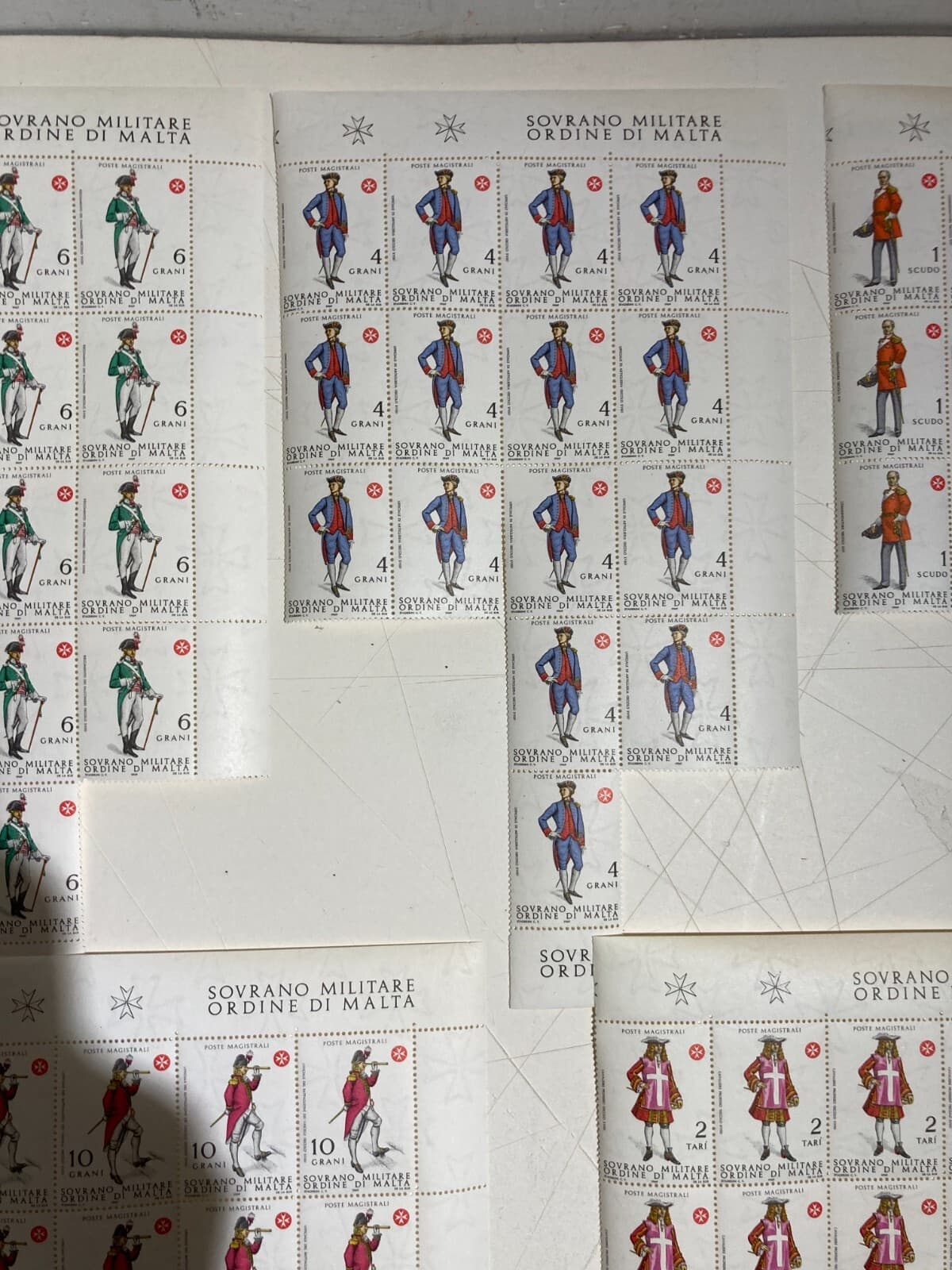 Militaria, Araldica, Ordine Di Malta, Francobolli: 5 Fogli d'Epoca
