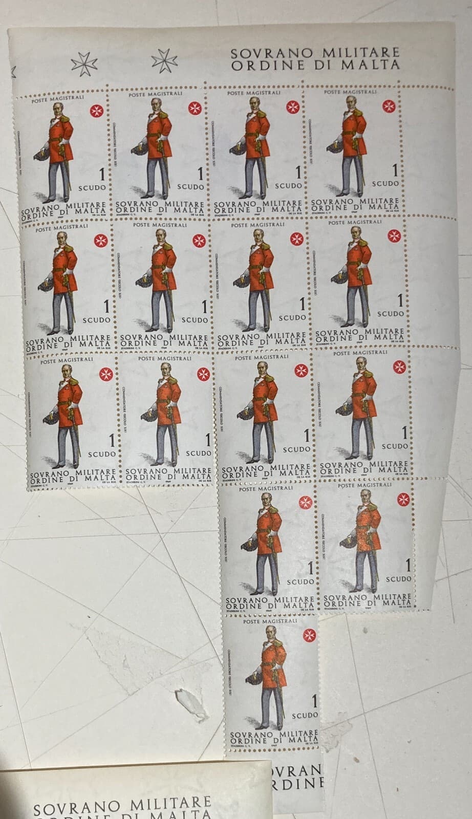 Militaria, Araldica, Ordine Di Malta, Francobolli: 5 Fogli d'Epoca