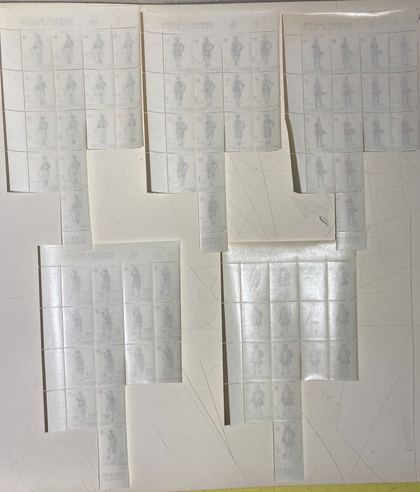 Militaria, Araldica, Ordine Di Malta, Francobolli: 5 Fogli d'Epoca