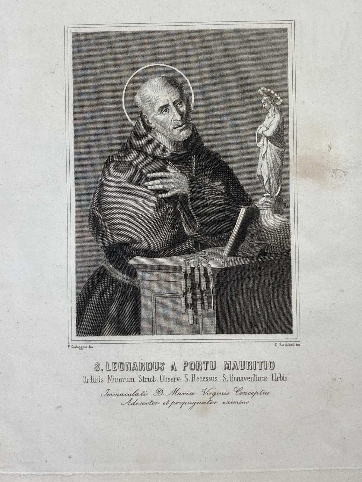 Antica Stampa Devozionale: San Leonardo Da Porto Maurizio