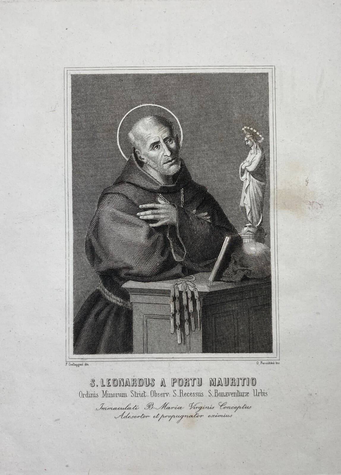 Antica Stampa Devozionale: San Leonardo Da Porto Maurizio