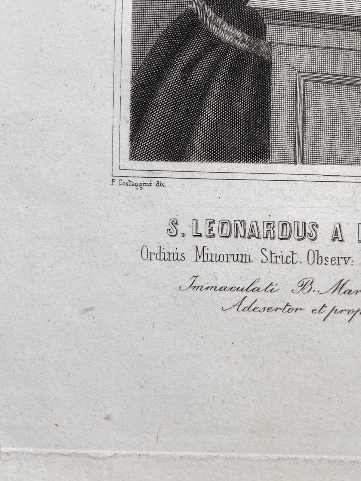 Antica Stampa Devozionale: San Leonardo Da Porto Maurizio