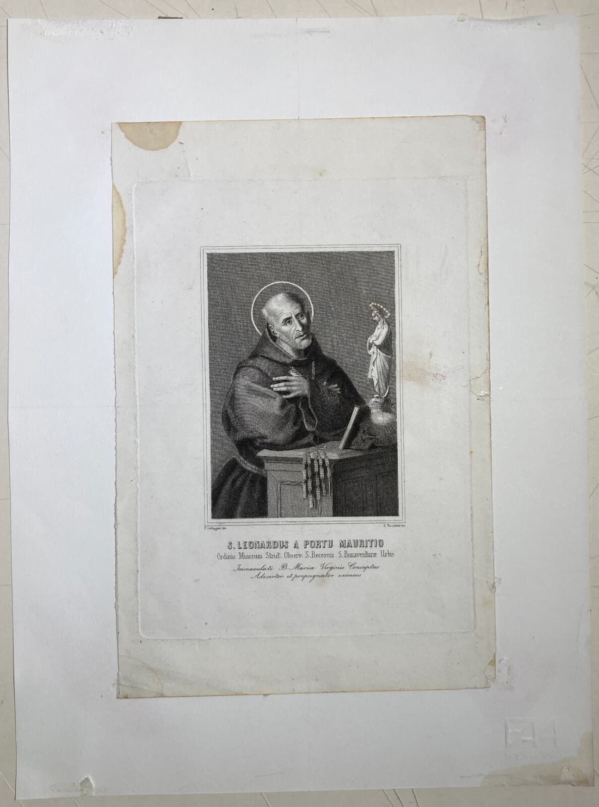 Antica Stampa Devozionale: San Leonardo Da Porto Maurizio