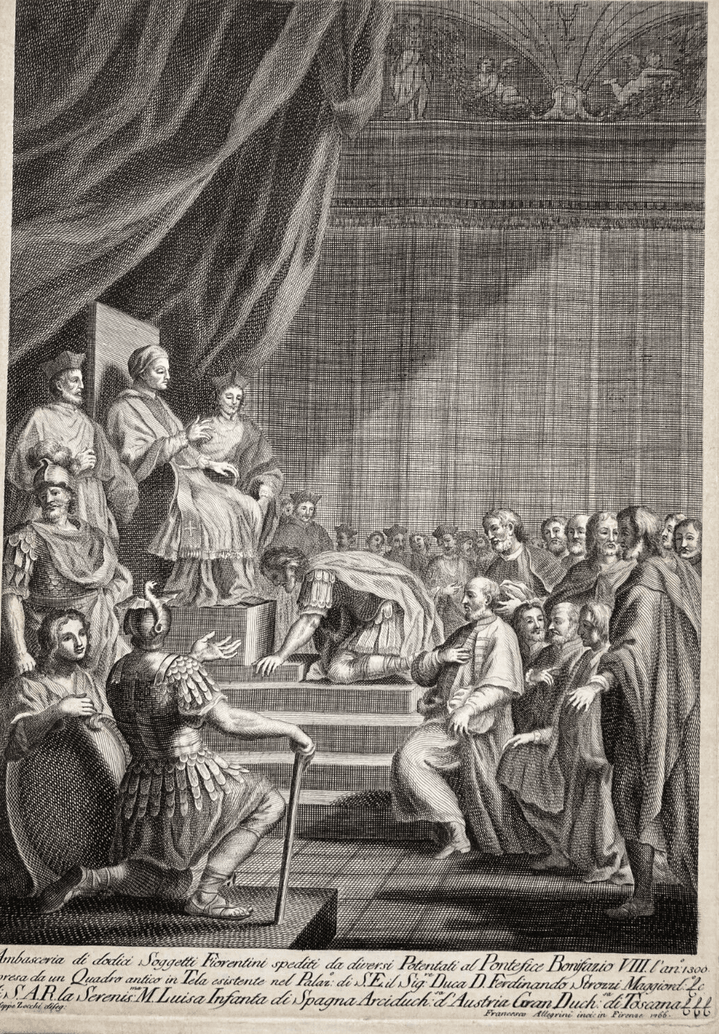 Firenze: Ambasceria A Bonifacio VIII. Incisione Di Allegrini E Zocchi, 1766.