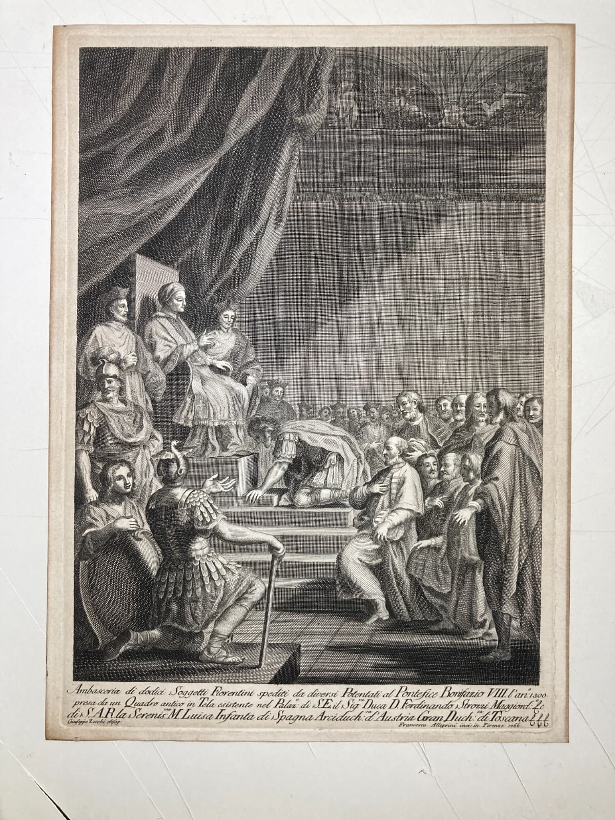 Firenze: Ambasceria A Bonifacio VIII. Incisione Di Allegrini E Zocchi, 1766.
