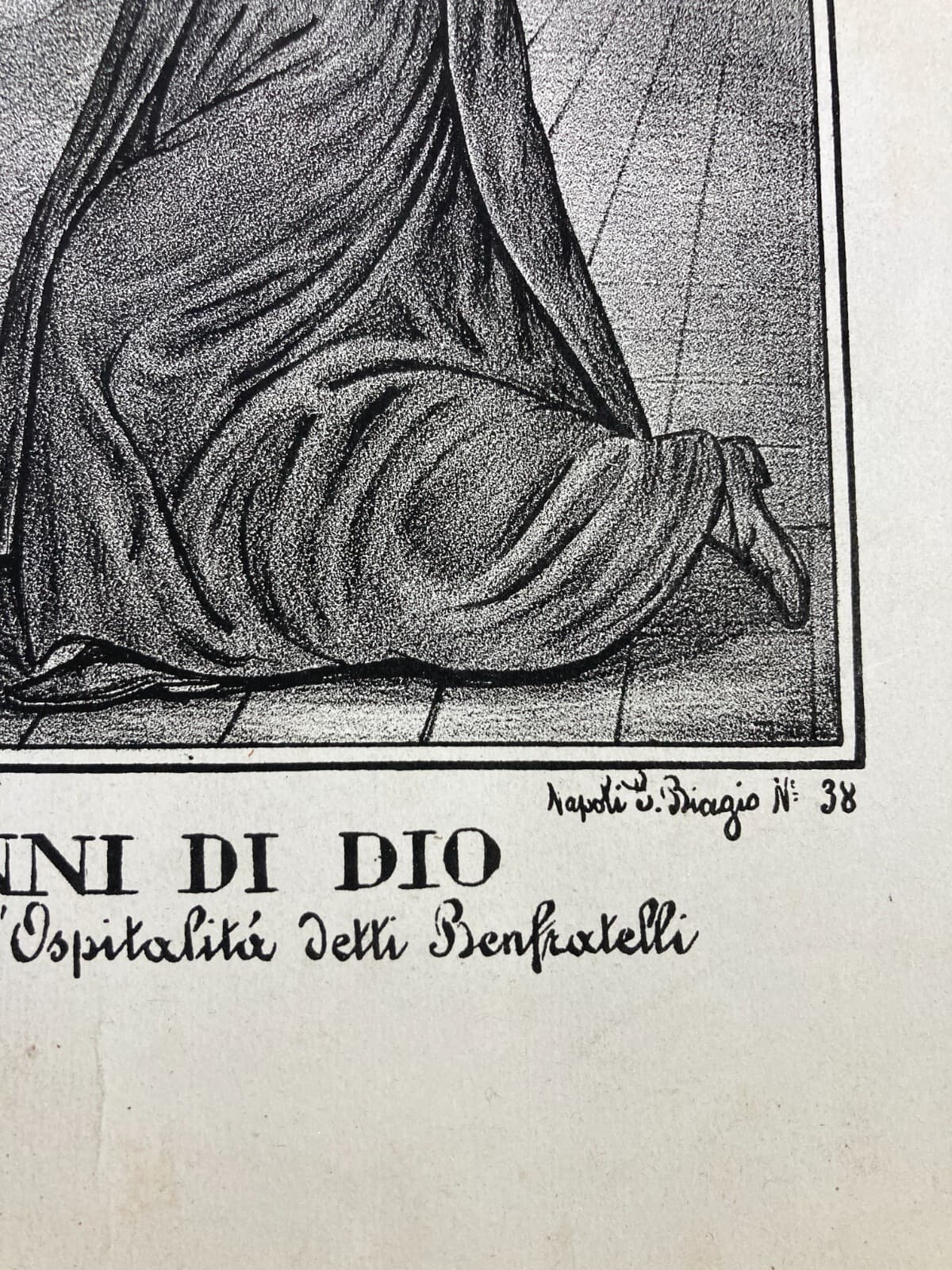 Antica Stampa Popolare Devozionale: S. Giovanni Di Dio, Fatebenefratelli, Apicella