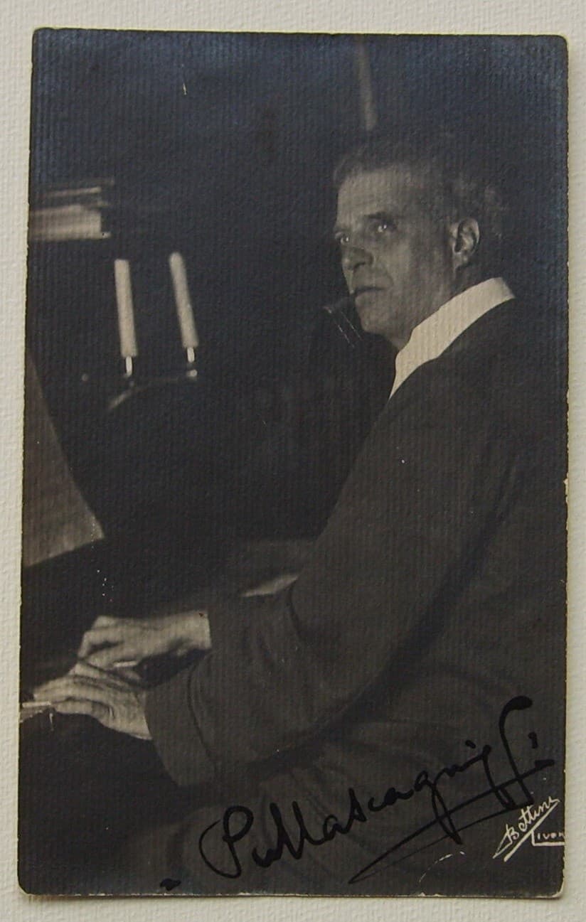 Pietro Mascagni: Antica Foto Cartolina Autografata, Bettini (Livorno)