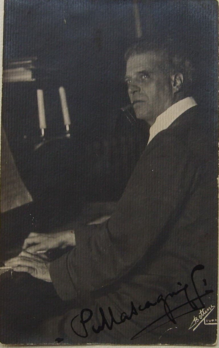 Pietro Mascagni: Antica Foto Cartolina Autografata, Bettini (Livorno)