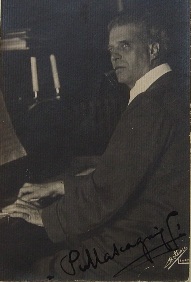 Pietro Mascagni: Antica Foto Cartolina Autografata, Bettini (Livorno)