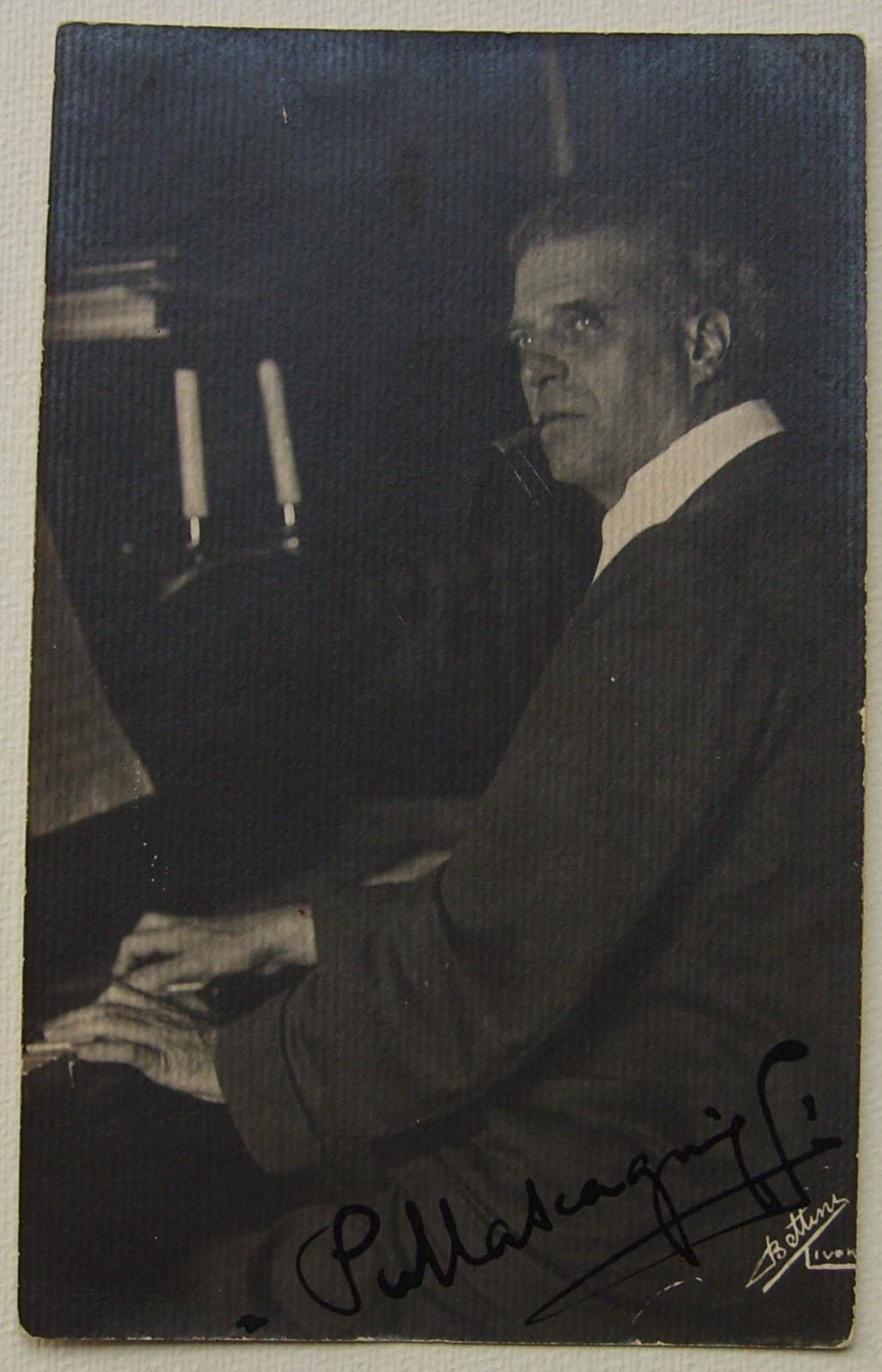 Pietro Mascagni: Antica Foto Cartolina Autografata, Bettini (Livorno)