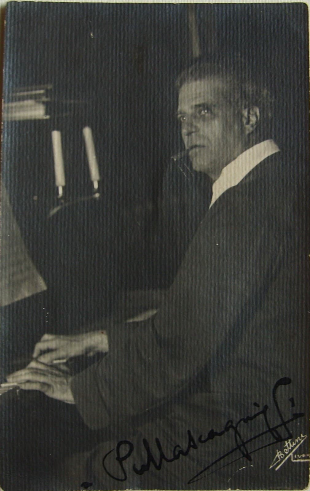 Pietro Mascagni: Antica Foto Cartolina Autografata, Bettini (Livorno)