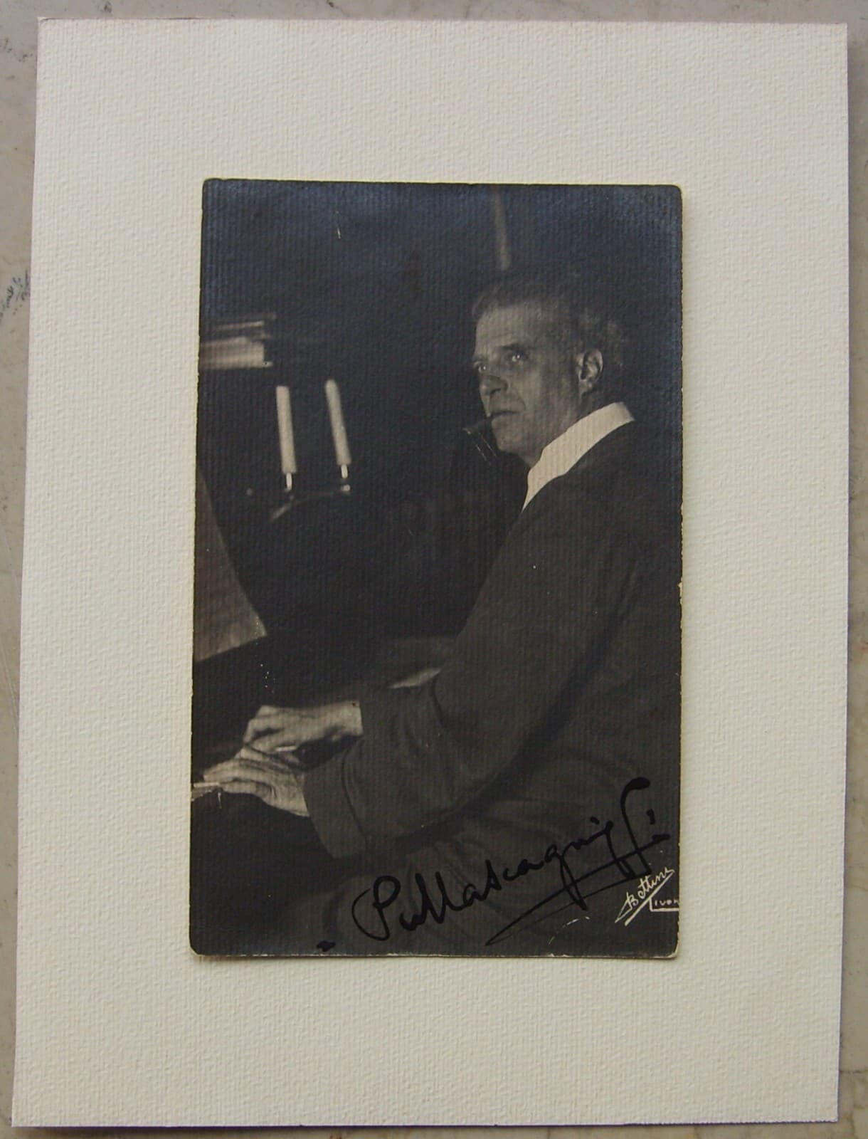 Pietro Mascagni: Antica Foto Cartolina Autografata, Bettini (Livorno)