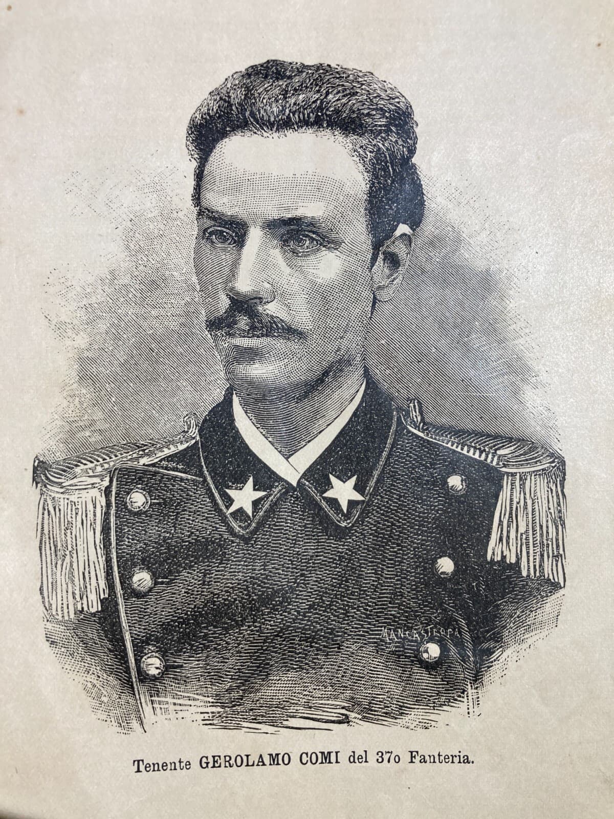 Militaria, Fanteria: Tenente Girolamo Comi, Ritratto In Divisa. Antica Stampa