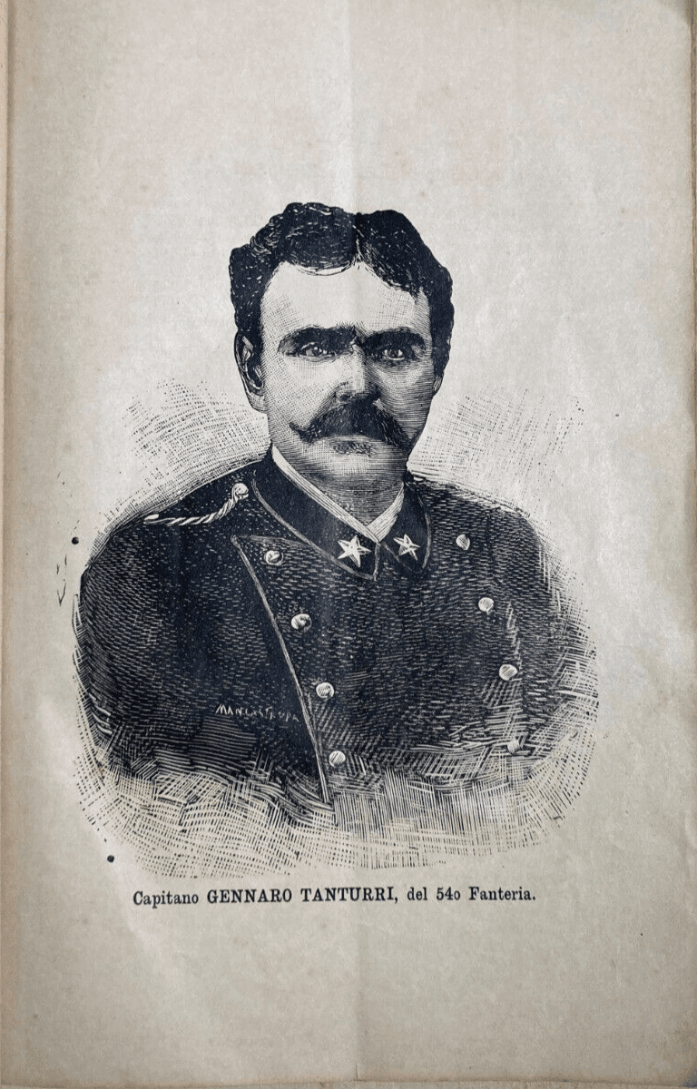 Militaria, Capitano Gennaro Tanturri, 54° Fanteria, Ritratto Xilografico