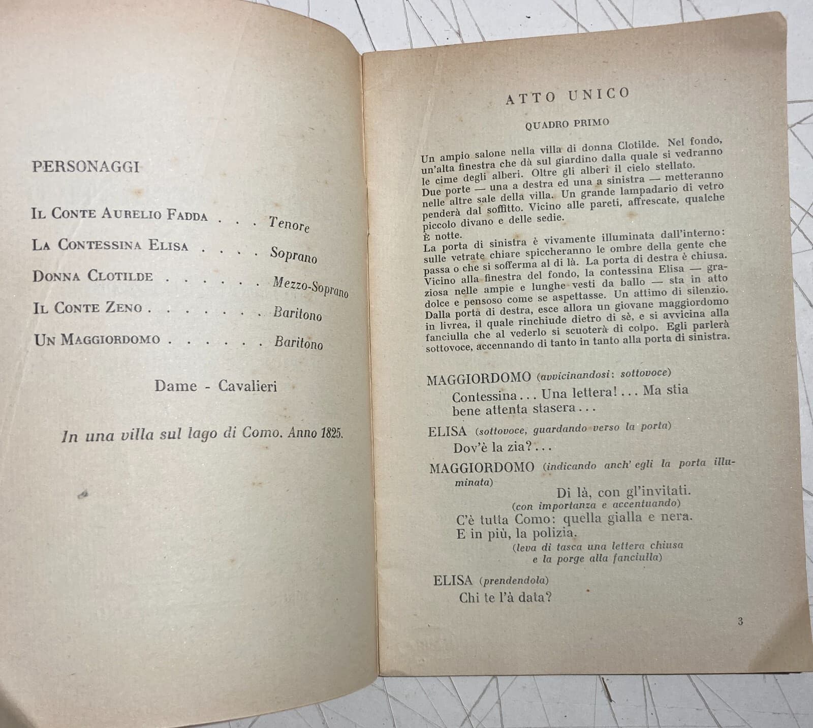 Musica, Teatro, Lago Di Como: Conte Fadda, Conte Zeno, Pick Mangiagalli, Rossato, 1936