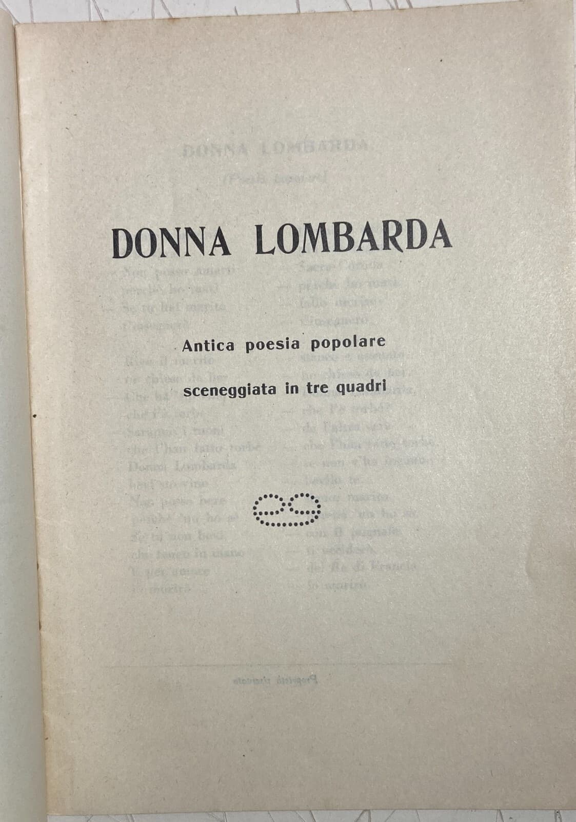 Alessandro Cicognini, Donna Lombarda   Libretto Di Melodramma, 1933