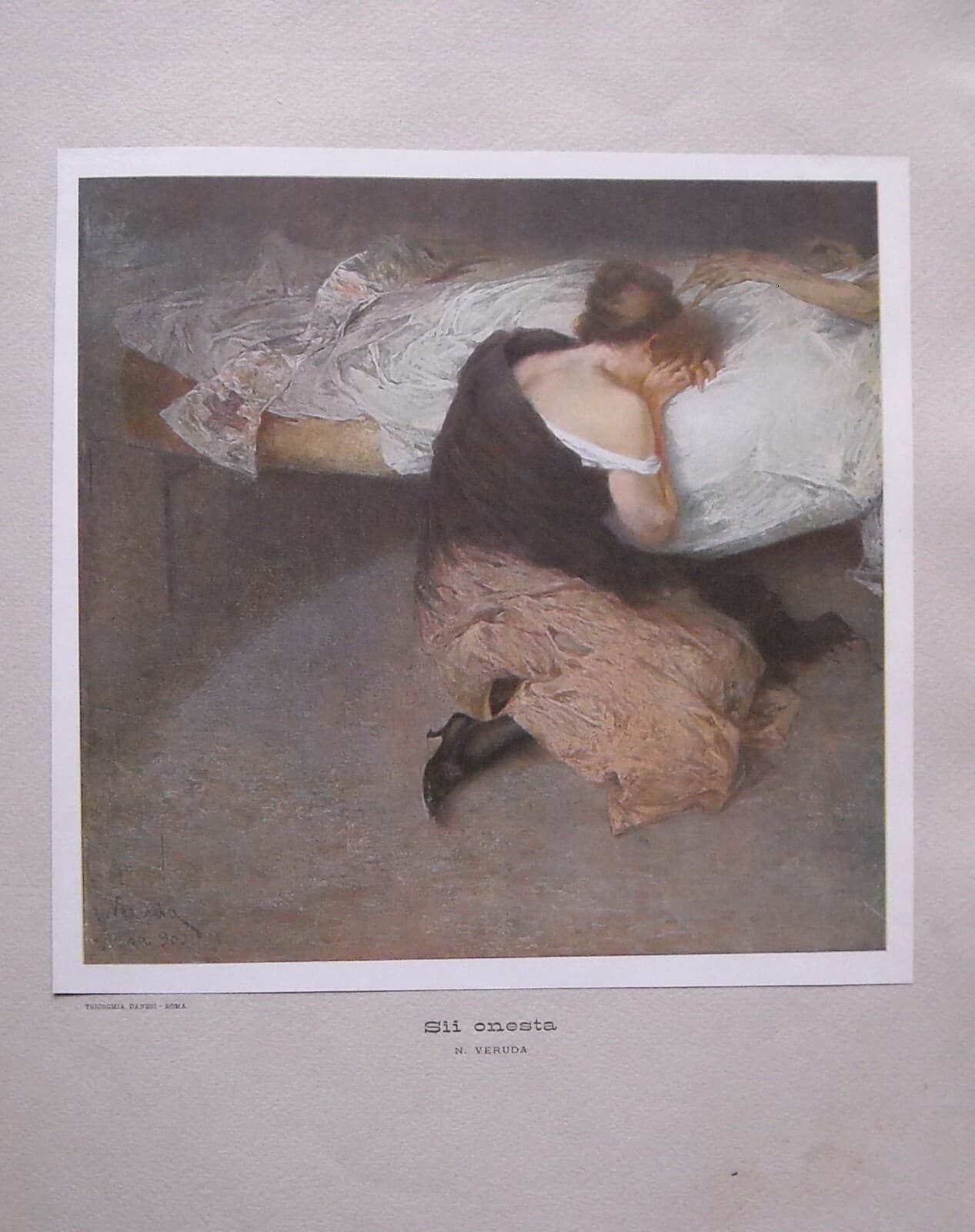 Arte Dell'Ottocento, Trieste, Umberto Veruda, Sii Onesta. Bella Antica Stampa, Danesi Roma