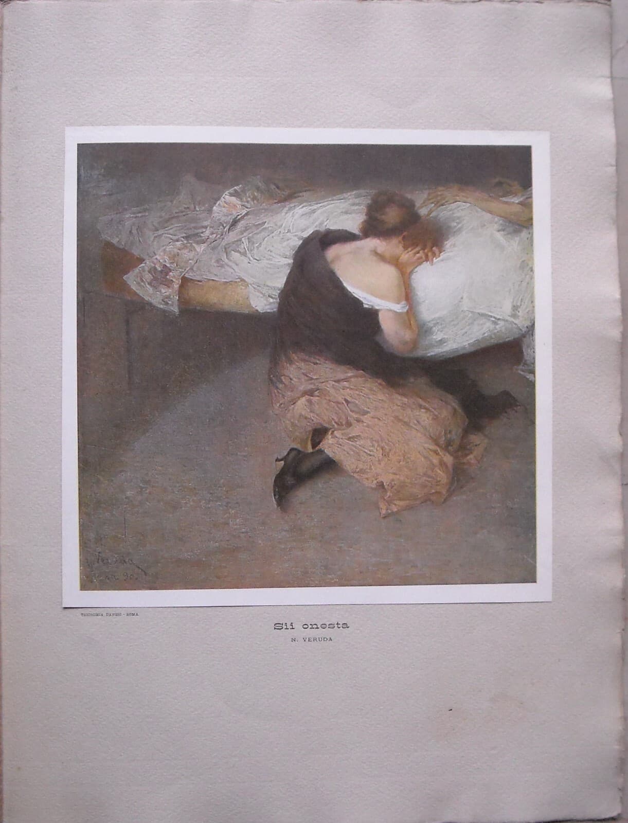 Arte Dell'Ottocento, Trieste, Umberto Veruda, Sii Onesta. Bella Antica Stampa, Danesi Roma