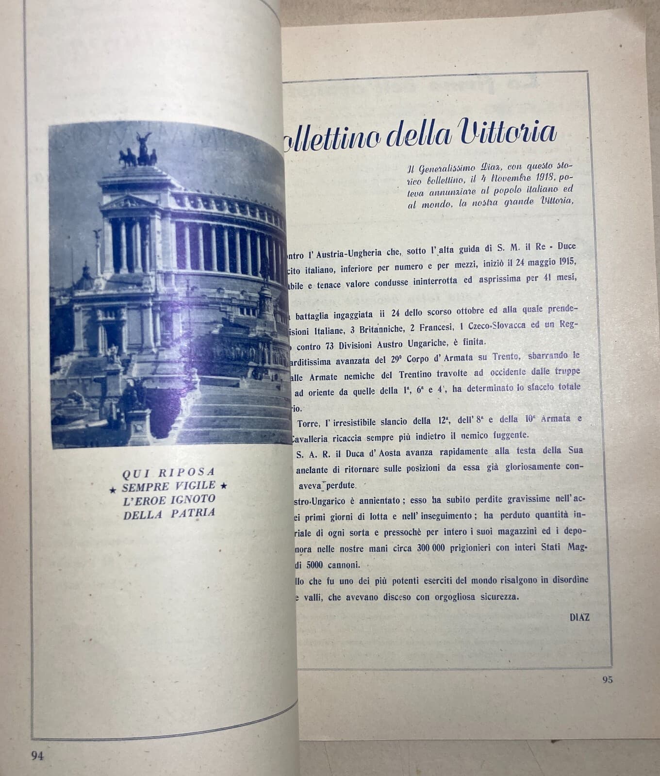 Militaria: Grande Guerra, Anniversario Vittorio Veneto. Edizione Illustrata, 1949. Bari E Roma. A Cura Di Vincenzo Bavaro
