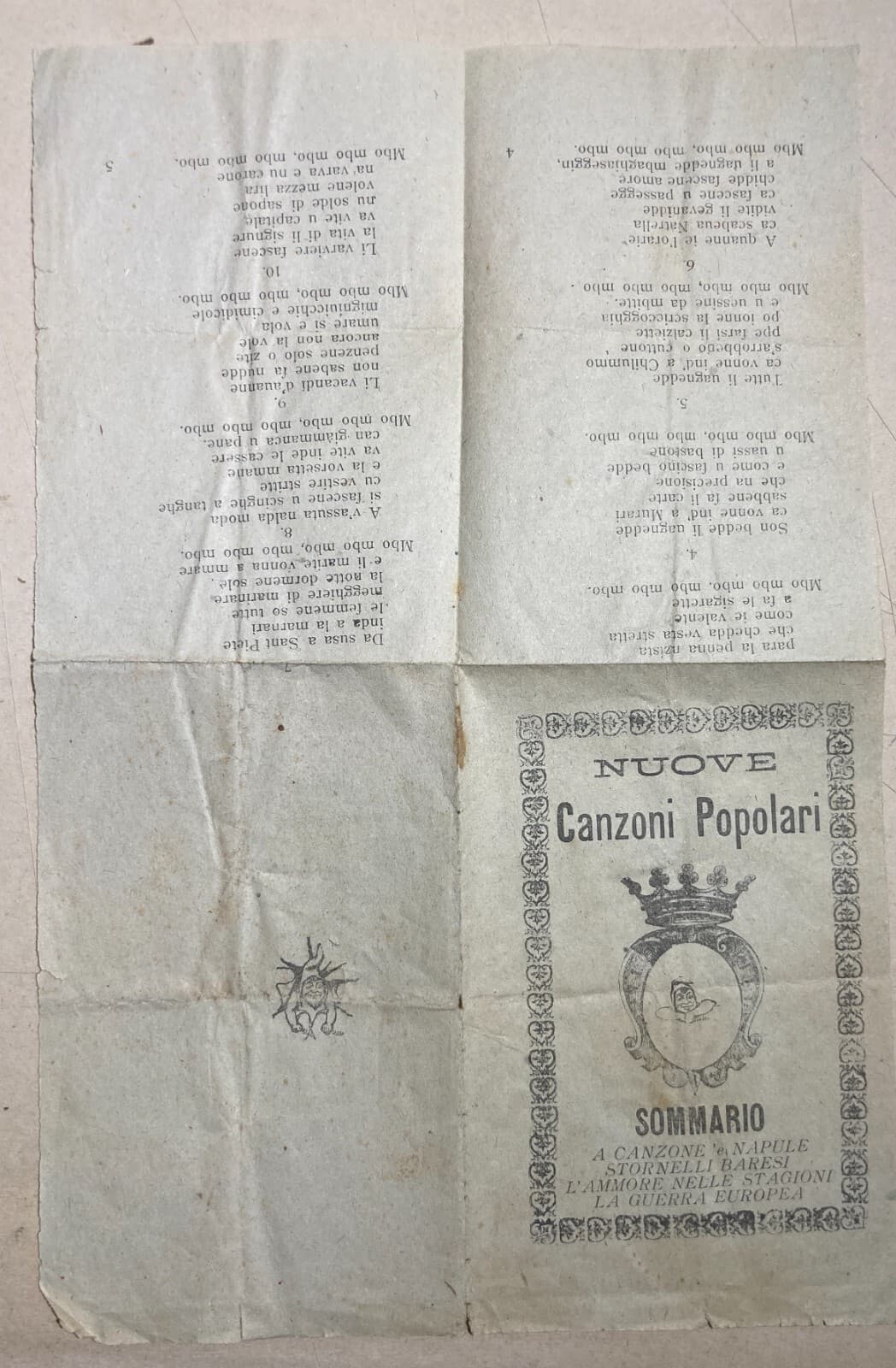 Musica Popolare, Folklore, Canzoni Dialettali: Napoli, Bari E La Grande Guerra