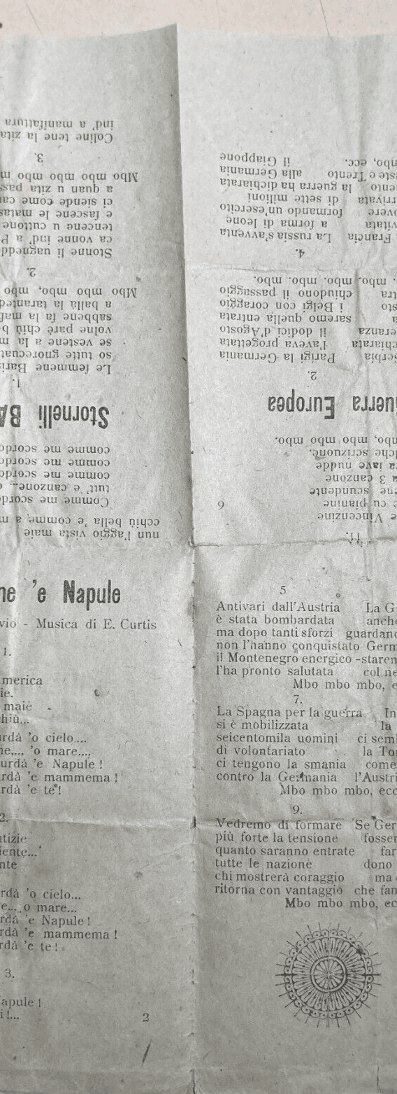 Musica Popolare, Folklore, Canzoni Dialettali: Napoli, Bari E La Grande Guerra