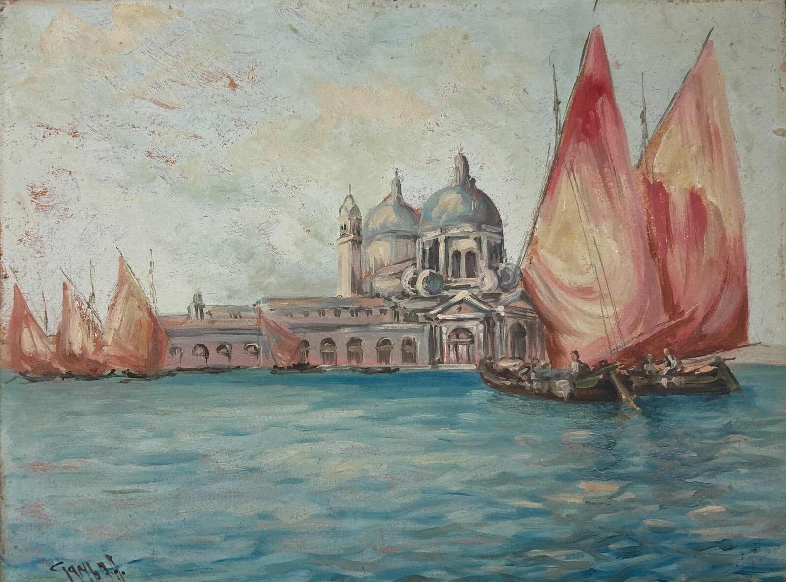 Arte Del '900   Artista Toscana Gamba   Veduta Veneziana   Madonna Della Salute