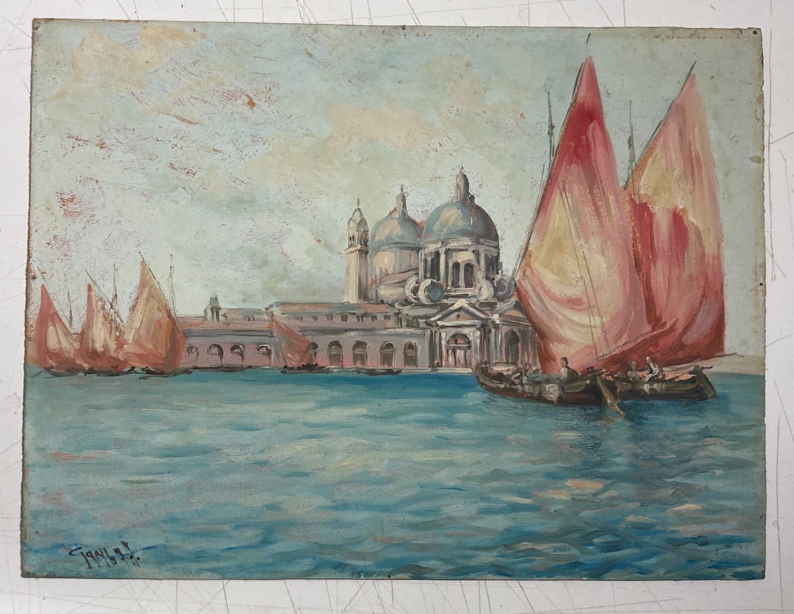 Arte Del '900   Artista Toscana Gamba   Veduta Veneziana   Madonna Della Salute