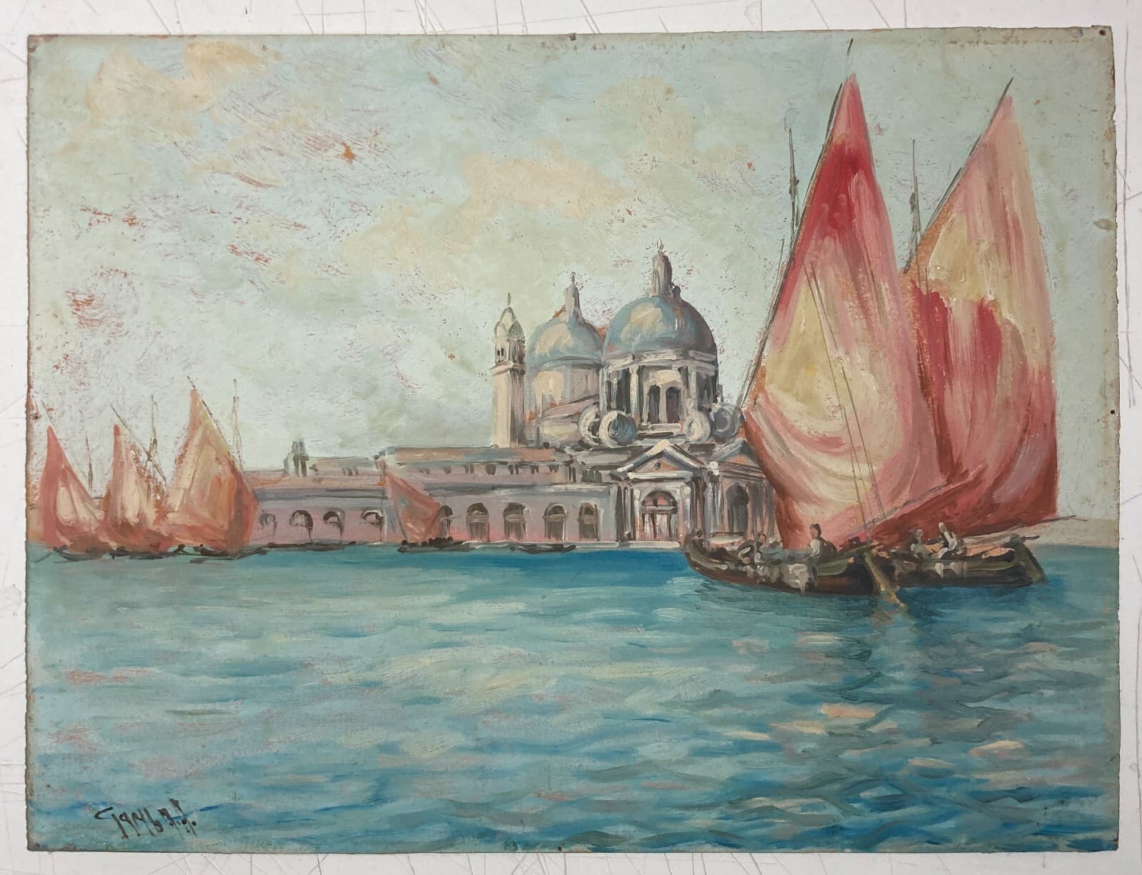 Arte Del '900   Artista Toscana Gamba   Veduta Veneziana   Madonna Della Salute