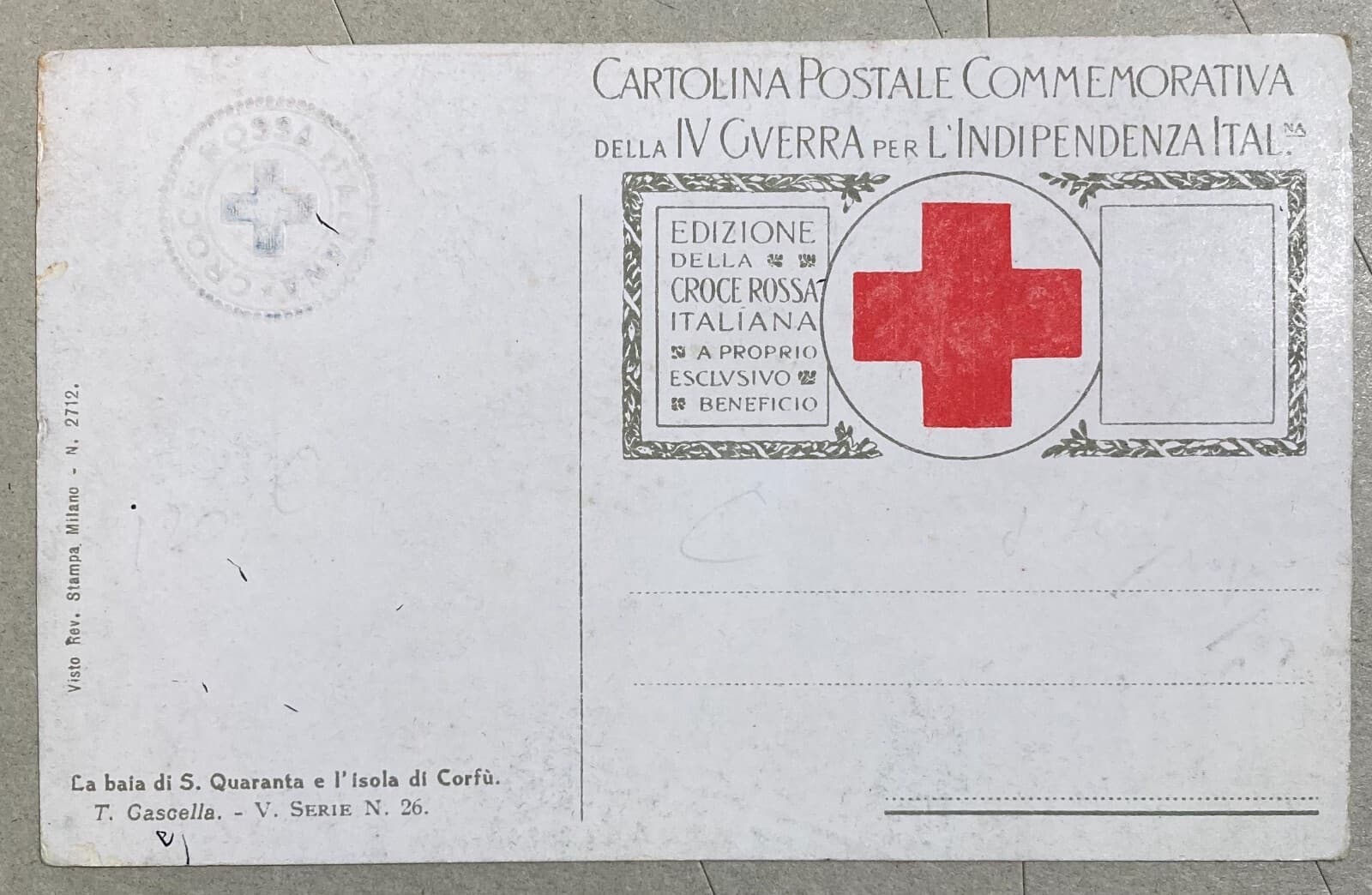 Militaria, Abruzzo, Arte Abruzzese Del '900: Tommaso Cascella, Grecia, Corfù, CRI